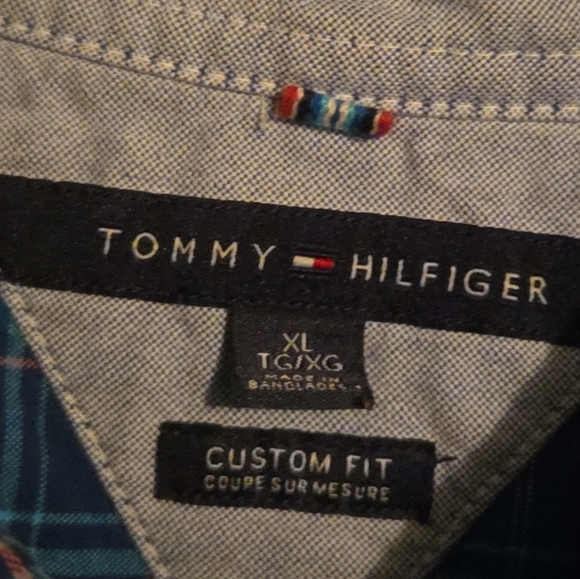 Tommy Hilfiger Men's Blue Plaid Shirt Vintage Look XL - Picture 2 of 6